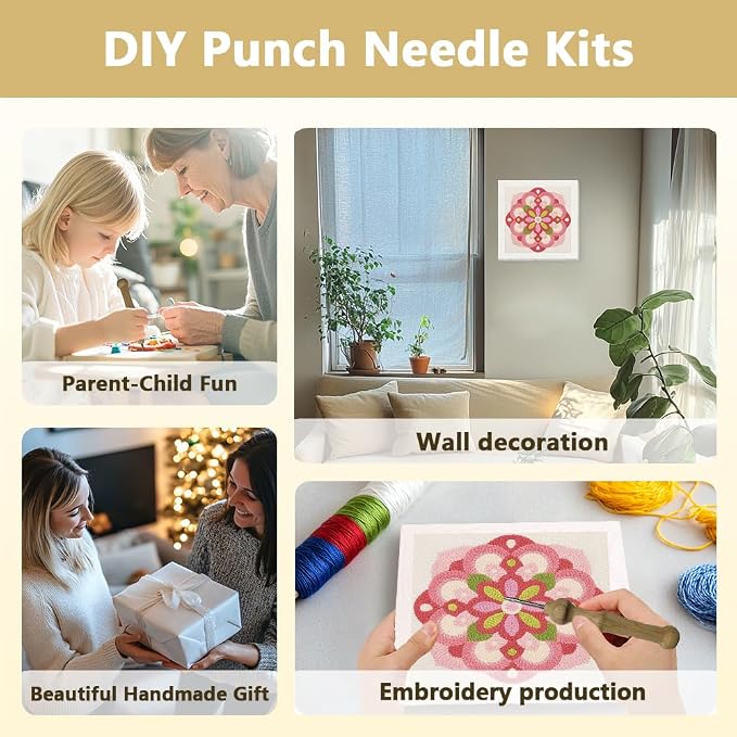 Doodlream Mandala Flower DIY Punch Needle Embroidery Kit - Image 4