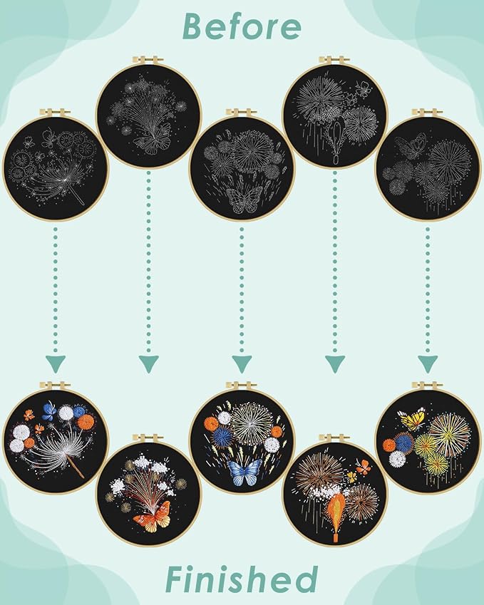ERKOON 5 Sets Embroidery Kit for Beginners - Image 6