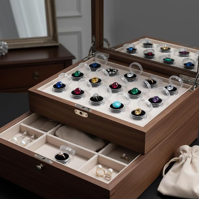 16 Pcs Gemstone Display Box, Twist-Lid Transparent Gem Display, Gem Holder - Image 4
