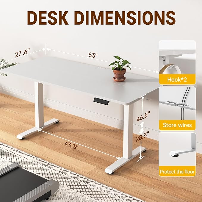 Veken 63×27.6 Inch Large Electric Standing Desk, Gaming Table, Suit students - Image 2