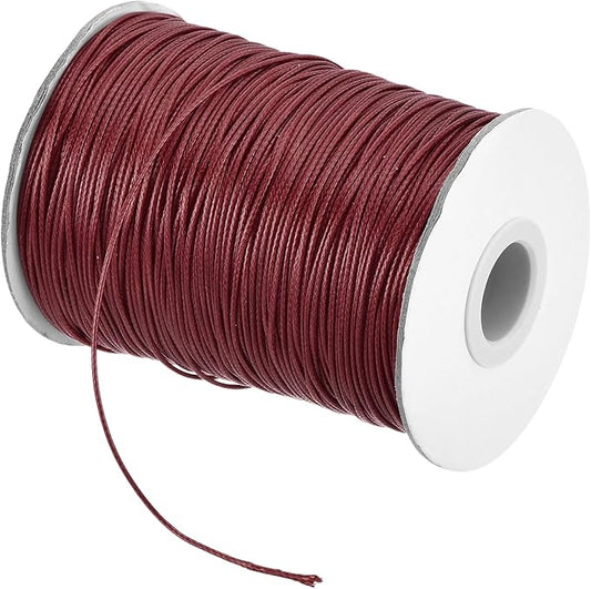 MECCANIXITY Waxed Cord 1.2mm Waxed Polyester Cord 175 Yard Wax String for Bracelet Making,Necklaces, Beading,Jewelry Making and DIY Crafts(Wine Red)