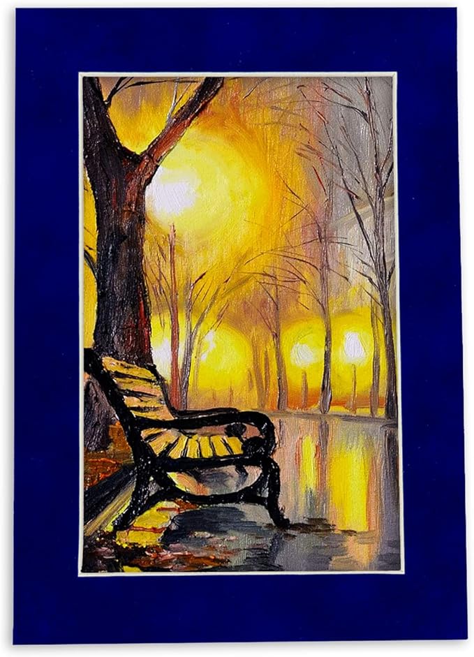 11x14 Mat Bevel Cut for 8.5x11 Photos - Acid Free Royal Blue Suede Precut Matboard - For Pictures, Photos, Framing - 4-ply Thickness