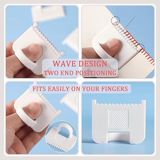 2 PCS Square 3mm Edge Lock Seam Guide, Mini Sewing Finger Ruler for Hand Sewing, DIY Sewing Kit Tool, Sewing Needle Gauge Measuring Guide, Square White