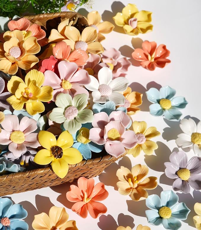Lanyani 10 Pieces Handcrafted Ceramic Flowers - Image 2