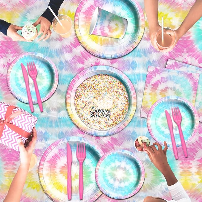 142Pcs Tie Dye Birthday Party Decorations, Colorful Birthday Party Supplies - Image 3