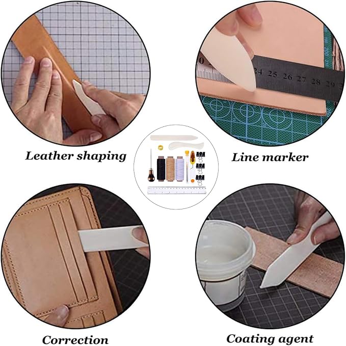 Goiio 19 Pieces Bookbinding Kit Starter Tools Set Bone Folder Paper Creaser, Waxed Thread, Awl, Large-Eye Needles for DIY Bookbinding Crafts and Sewing Supplies