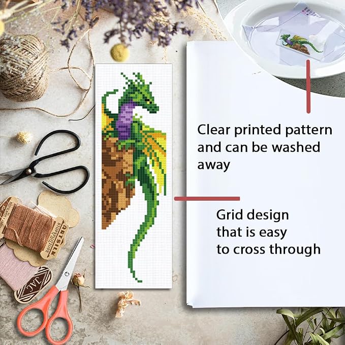 ORIGACH 6 Set Dragon and Loong Cross Stitch Bookmark Kit - Image 3