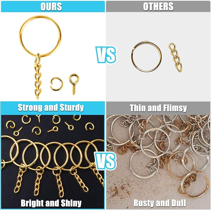 Keychain Rings Kit for Crafts Gold, PAXCOO Includes 100Pcs Split Key Ring - Image 5