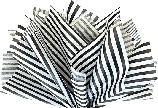 Flexicore Packaging Black Pin Stripe Print Gift Wrap Tissue Paper Size: 15 Inch X 20 Inch | Count: 100 Sheets | Color: Black Pin Stripe