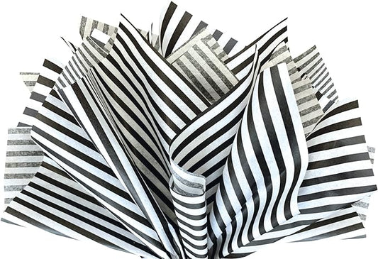 Flexicore Packaging Black Pin Stripe Print Gift Wrap Tissue Paper Size: 15 Inch X 20 Inch | Count: 50 Sheets | Color: Black Pin Stripe