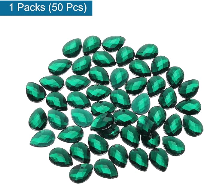 MECCANIXITY 50PCS Flat Back Acrylic Teardrop Gems 13x18mm Artificial Rhinestones - Image 3