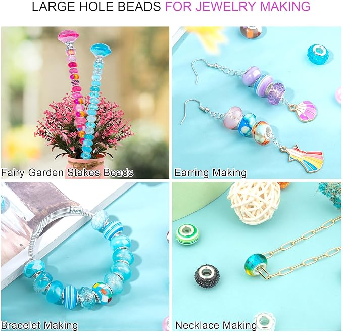 200Pcs Large Hole Beads Spacer Beads Rose Red Assorted European Craft Big Beads - Image 5