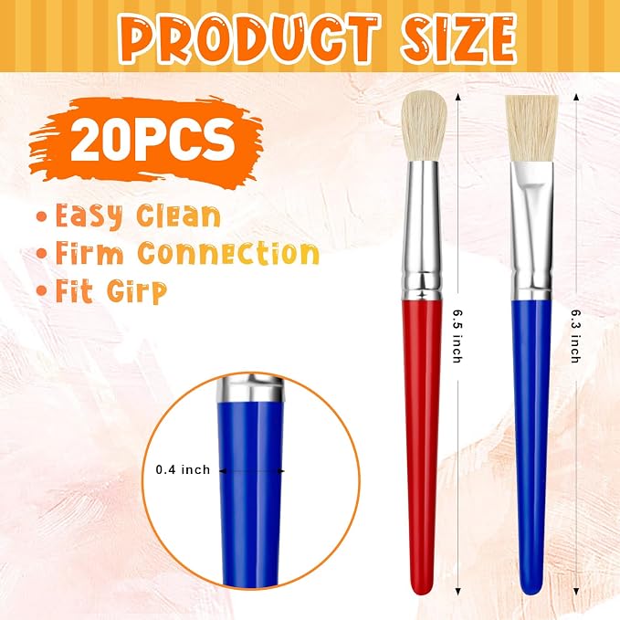 20 Pcs Kids Paint Brushes Bulk - Image 2