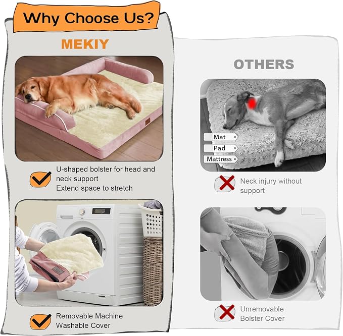 Large Dog Bed Orthopedic Washable Extra Pink XL XLarge Big Dog Bed - Image 4