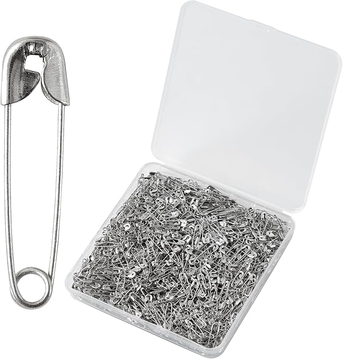 1000PCS Safety Pins, 0.75In/19mm Small Fastening Pins, Rust Resistant Nickel Plated Steel Set for Crafting, Sewing, Jewelry Making Fabric, Rimming Fastening Clip Button for Garment Hang Tag (Silver)
