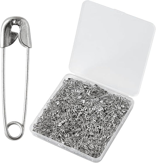 1000PCS Safety Pins, 0.75In/19mm Small Fastening Pins, Rust Resistant Nickel Plated Steel Set for Crafting, Sewing, Jewelry Making Fabric, Rimming Fastening Clip Button for Garment Hang Tag (Silver)