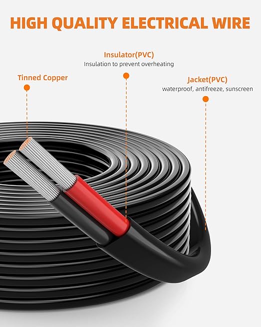 16 Gauge Wire, 16 AWG 2 Conductor Electrical Wire, Flexible/Oxygen-Free Tinned Copper/Stranded PVC 16/2 Cord for Automotive, Marine, LED Strips, Solar, RV, Lighting (100FT)