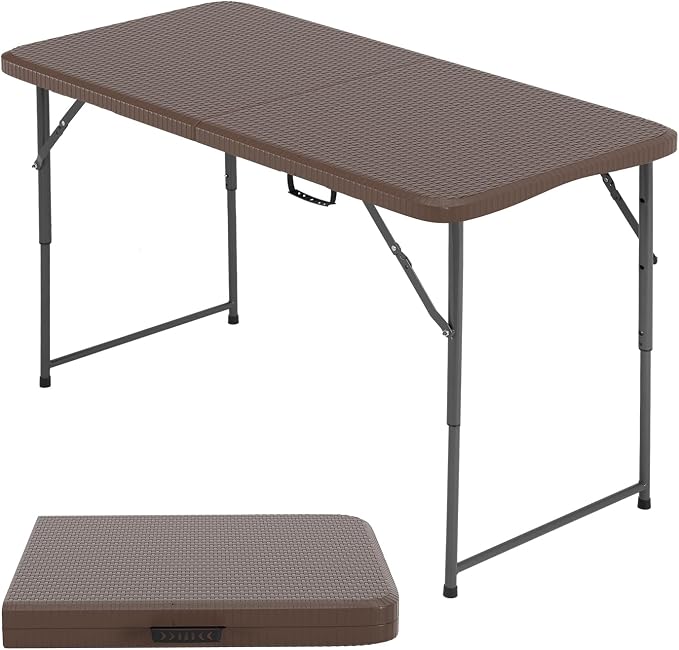 FDW 4FT Folding Table Half Portable Foldable Table Picnic Table by FDW