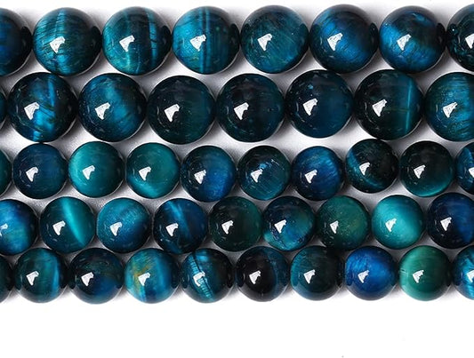 4mm 90pcs Blue Tiger Eye Gemstone Loose Beads Natural Round Stone Beads for Jewelry Making 1 Strand 15" (Blue Tiger Eye, 4mm)