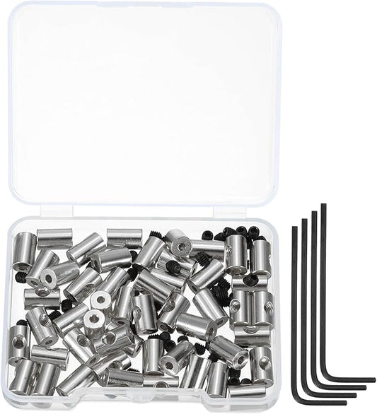 MECCANIXITY 50 Pcs Metal Locking Pin Backs, Locking Pin Keepers Locking Clasp 9mm(H) with 4 Wrench Replacement in Storage Case for Badge, Brooch, Silver Tone