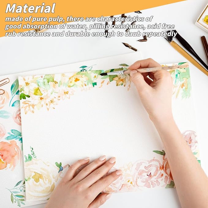 300 Sheets Cotton Watercolor Paper Bulk -140LB/300GSM Art Paper-8.5 x 11 inch - Image 4