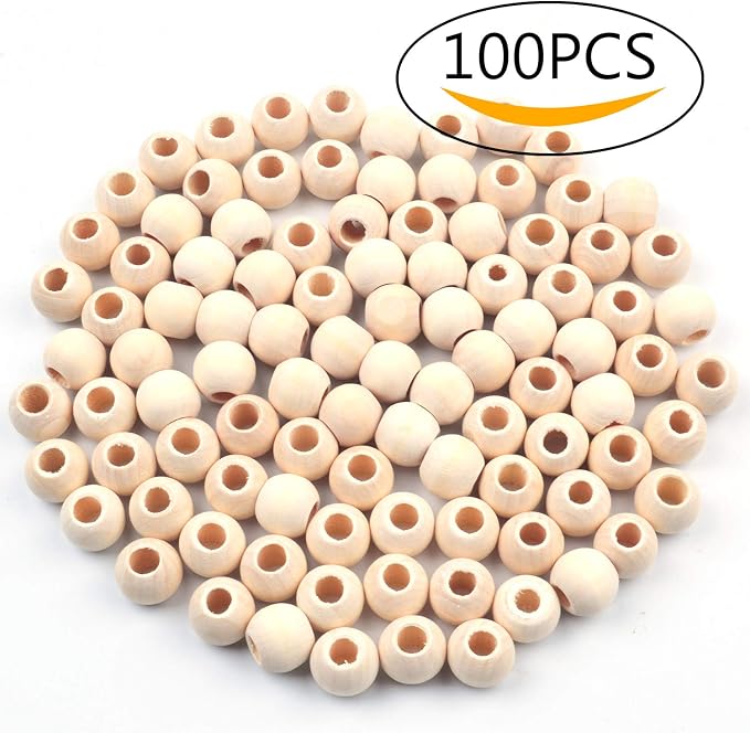 Jdesun 100 Pieces Wooden Beads, Natural Round Wood Loose Beads Wood Spacer 15mm - Image 6