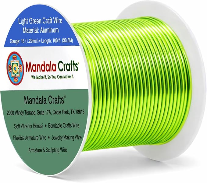 Mandala Crafts 16 Gauge Light Green Anodized Aluminum Craft Wire, 100 FT | by MandalaCrafts