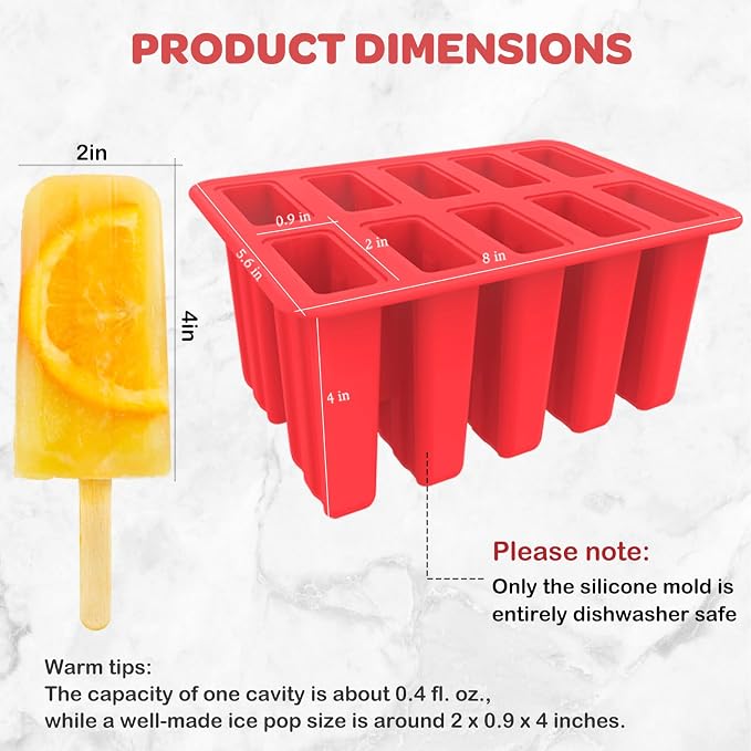 Miaowoof Homemade Popsicle Molds, 10-Cav Non-BPA Silicone Ice Pop Maker - Image 5