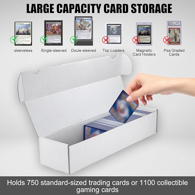 Trading Card Storage Box, 15-Pack 1100 Count White Corrugated Cardboard Bulk Sports Storage Box for TCG/Magic/Mtg Basketball Cards, Collectible Trading Cards