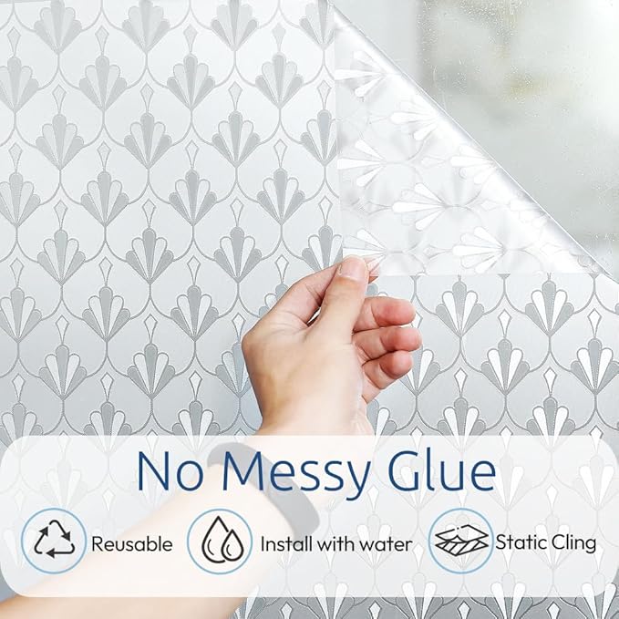 rabbitgoo Privacy Window Film Frosted Glass, 17.5" x 157.4" | Sun Blocking Non - Image 5