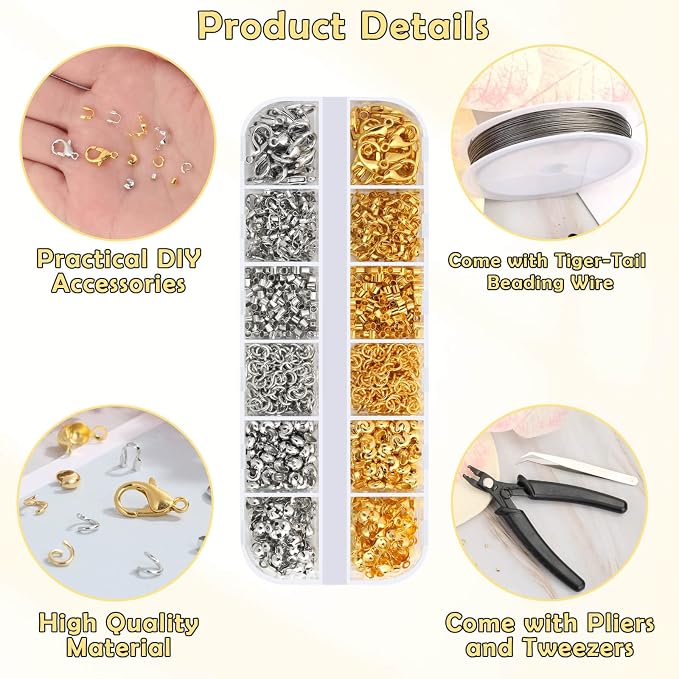 Acejoz 1200 Pcs Crimp Beads Supplies - Image 4
