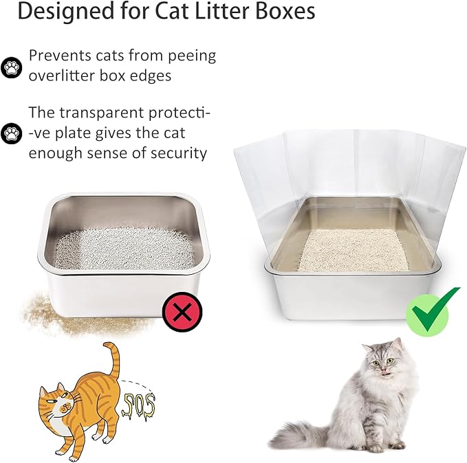 6PCS Cat Litter Box Pee Shields, Transparent Easy Clean Splash Guard - Image 4
