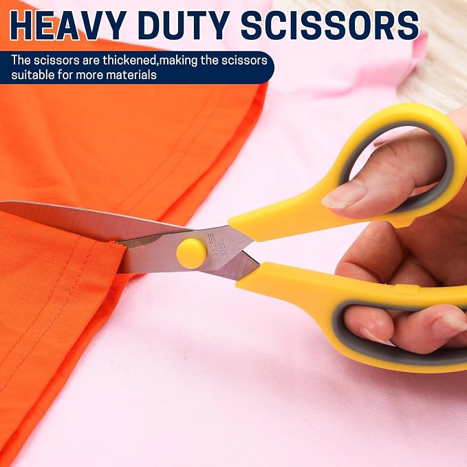 BURVAGY 8" 12 Pack All Purpose Heavy Duty Scissors- Comfort-Grip Sharp Scissors - Image 6