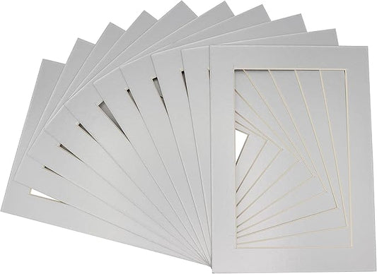 11x14 Mat for 8.5x11 Photo - Precut Metallic Silver Picture Matboard for Frames Measuring 11 x 14 Inches - Bevel Cut Matte to Display Art Measuring 8.5 x 11 Inches - Acid Free Pack of TEN MATS