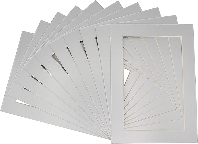 11x14 Mat for 8.5x11 Photo - Precut Metallic Silver Picture Matboard for Frames Measuring 11 x 14 Inches - Bevel Cut Matte to Display Art Measuring 8.5 x 11 Inches - Acid Free Pack of 25 MATS