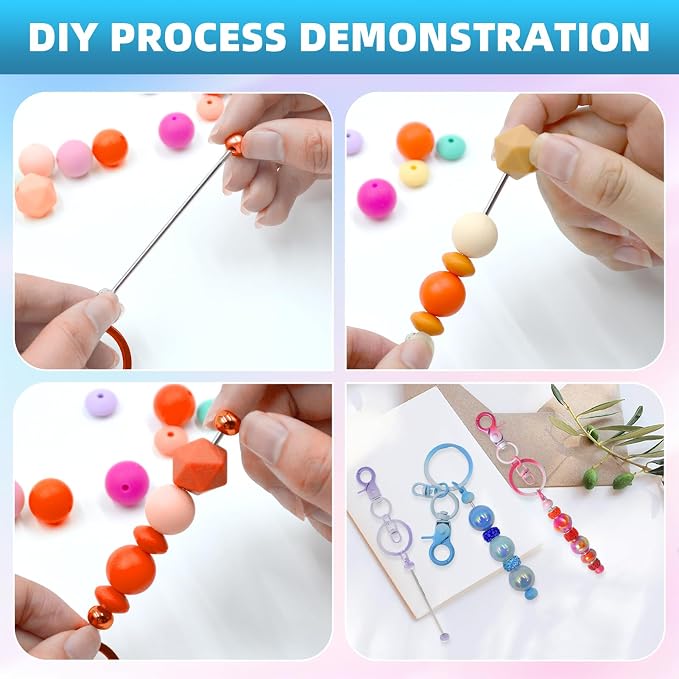 DNLEGULI 60 Pcs Beadable Keychains Bulk Kit – DIY Keychain Making Supplies - Image 4