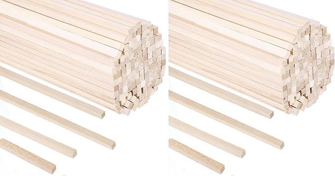 140Pcs 1/4" x 12" Balsa Wood Sticks, Square Dowel Rods Unfinished Balsa Wood Strips Hardwood Sticks for Crafts DIY Projects Models Making (Pack of 2)