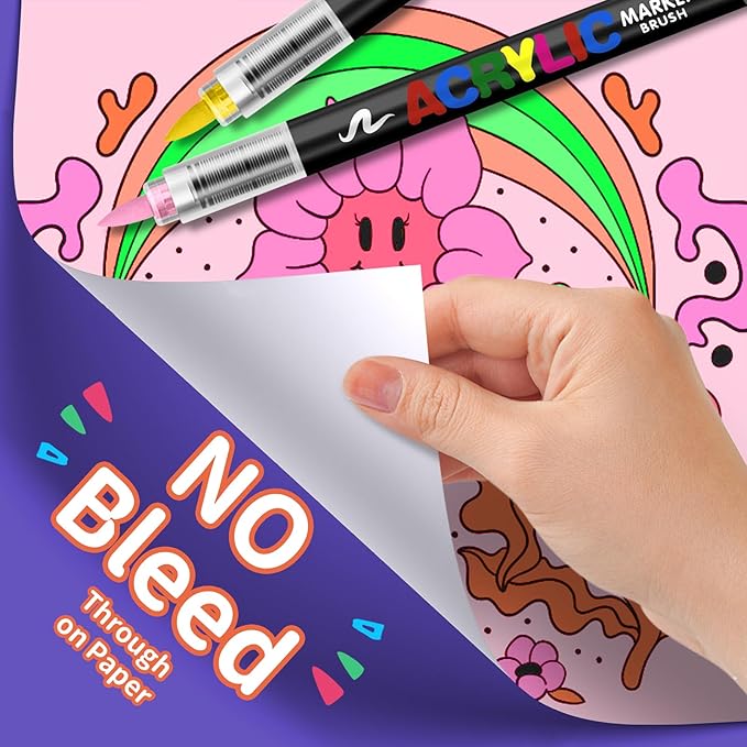 GOTIDEAL Acrylic Paint Markers,Brush Tip Waterproof Paint Pens acrylic markers,No bleed&Quick-Dry Acrylic Brush Markers for Wood,Rock Painting,Glass,Ceramic,Fabric Art Craft Supplies(72 Colors)
