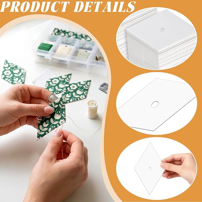 Neworkg 600 PCS 2" Diamond 60 Degrees Piecing Paper Templates, Quilting - Image 3