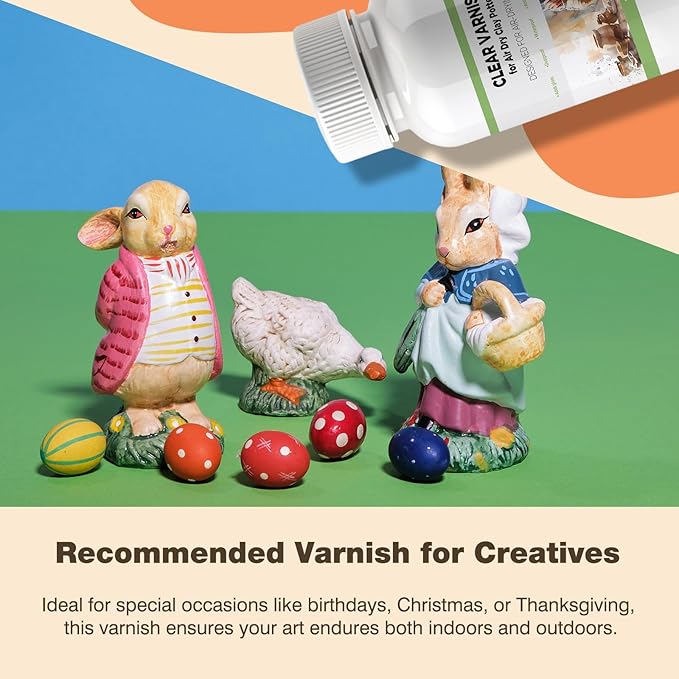 120ml Air Dry Clay Varnish - Air Dry Clay Sealant for Airdry Clay - Clear Varnish for Air Dry Clay Pottery - Gloss Finish Clear Varnish for Pottery, Used to Prevent Clay Cracking, Scratches, Wear