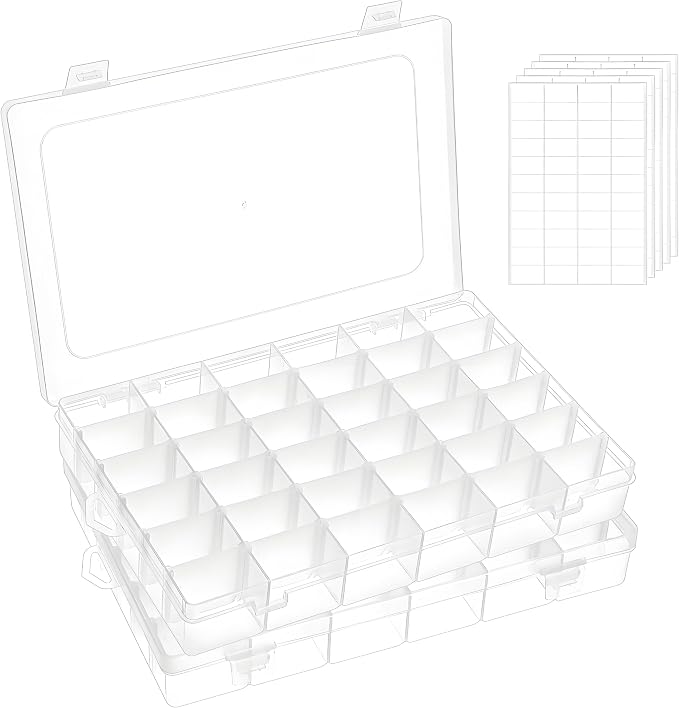 Umirokin Small Parts Organizer Box 2 Pack, 36 Grid Bead Organizer by Umirokin