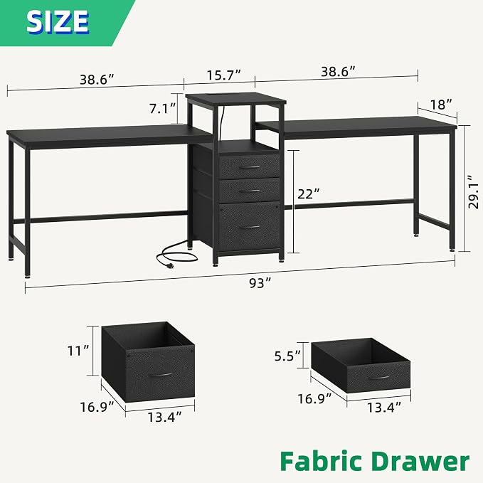 GYIIYUO 93'' Two Person Desk - Image 2