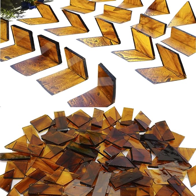 200g Transparent Mosaic Glass Tiles, Large Cathedral Stained Glass Tiles by Unknown