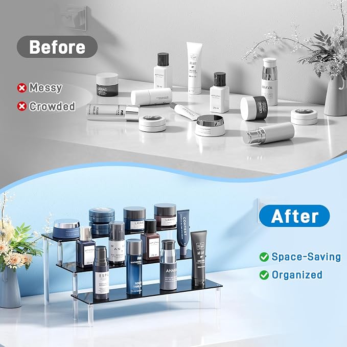 2 Packs Acrylic Display Stand Riser, 3 Tier Perfume Organizer Cupcake Stand | - Image 6