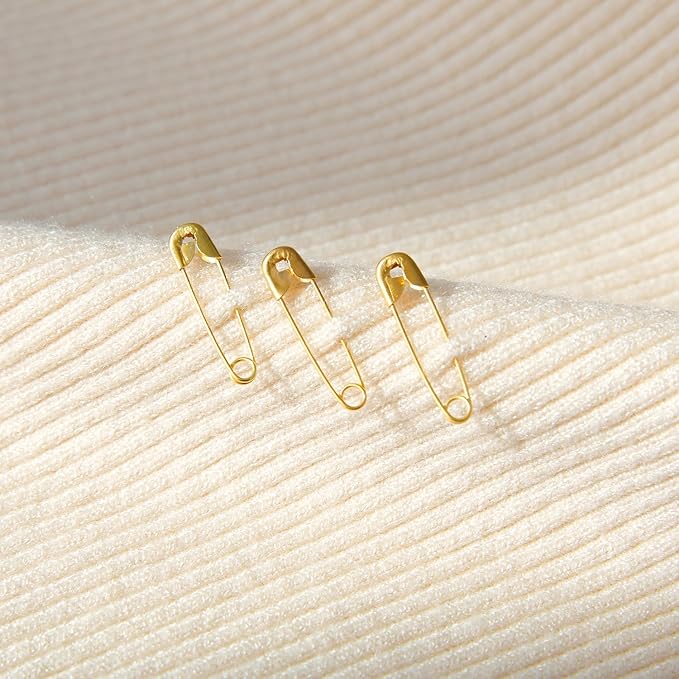 1000PCS Safety Pins, 0.75In/19mm Small Fastening Pins, Rust Resistant Nickel Plated Steel Set for Crafting, Sewing, Jewelry Making Fabric DIY, Rimming Fastening Clip Button for Garment Hang Tag (Gold)