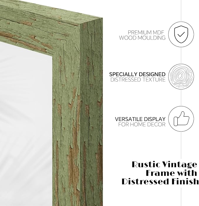 puthiac 5x7 Rustic Farmhouse Picture Frame, Weathered Green, 1 Pack | - Image 3