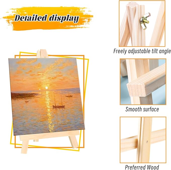 24 Pack 9 Inch Wooden Display Stand, Wooden Tripod Holder Stand, Painting Stand, Used for Displaying Business Cards and Photos, Student Desktop Easel for Painting