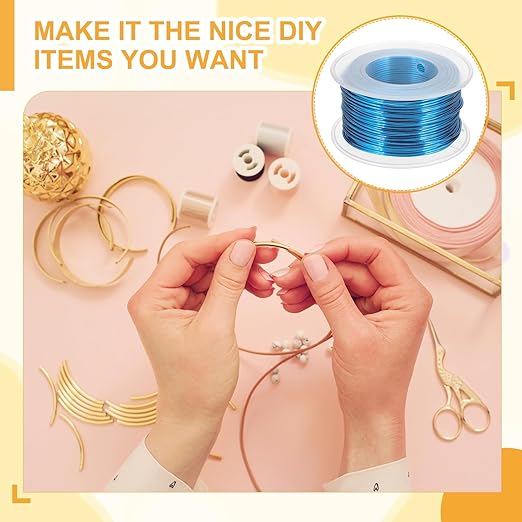 uxcell 18 Gauge / 1mm Anodized Aluminum Wire for Jewelry Craft Making, 102 Feet Bendable Flexible Wire for DIY Home Decor Gardening Sculpture, Blue