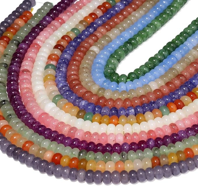 Songxi 5x8mm Natural Blue-Green Colored Jade Stone Rondelle Beads, Gemstone - Image 9