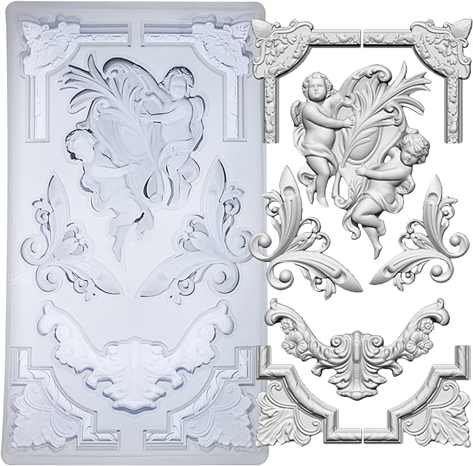 Art Mold for Polyclay Air Dry Clay Plaster, Border Frame by FUNSHOWCASE